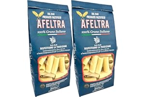 Afeltra Rigatoni Pasta from Italy 1.1 lb. (500g)(Pack of 2) Tube Pasta - Similar to Ziti - Paccheri - Mezzi Rigatoni - Mini Manicotti - Tortiglioni - Gragnano - Bronze Cut - Slow Dried
