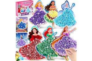 MCCREADEE 8PCS Poke Art Kits - Magical Princesses, Mess-Free Fabric Creative Art, DIY Arts and Crafts Toys for Kids Ages 3-12, Birthday Christmas Gifts & Party Favors for Girls & Boys 4, 5, 6, 7, 8, 9 Years Old