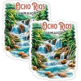 Ocho Rios Jamaica Sticker 4 Inch 2-Pack - Waterproof Vinyl Decal for Laptop Water Bottle Car Tumbler - Durable Aesthetic Long-Lasting Stickers for Adults ID45039