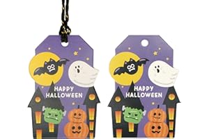 Linkidea 50 Pcs Vintage Gift Tags, Blank Message Cards for Party Favors, Holiday & Halloween Decorations, DIY Craft Labels, F