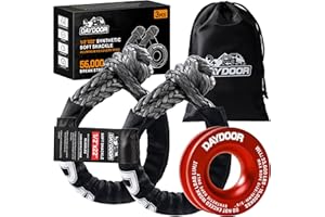 DAYDOOR 56,000 LBS Soft Shackle Recovery Kit, 1/2" x 22" (2-Pack) with 7075 Aluminum Snatch Ring, Winch Accessory for Jeep Wrangler, Bronco, 4Runner, Tacoma, ATV/UTV/Jeeps/SUVs, 4x4 Off-Road(Gray)