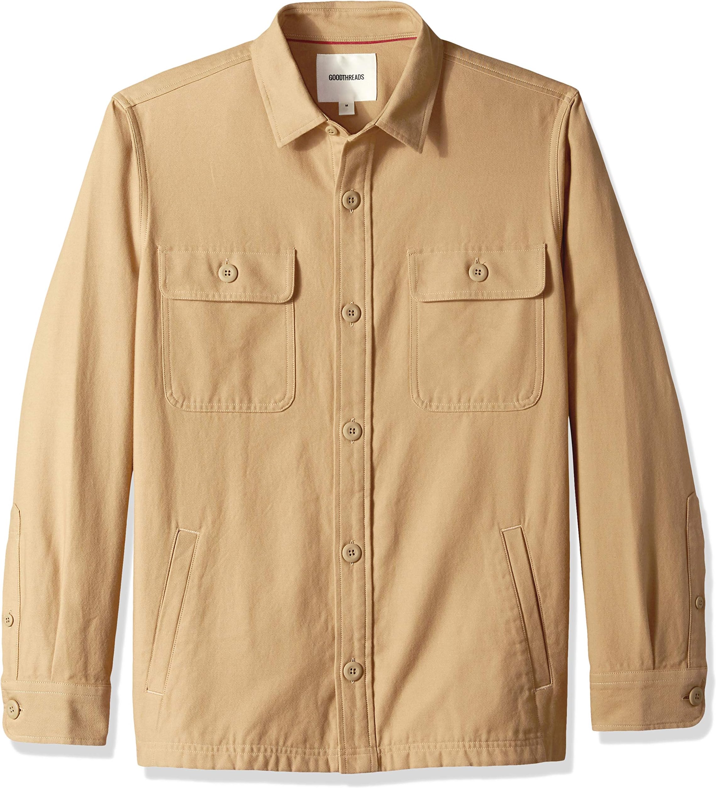 Amazon Brand - Goodthreads Men's Military Broken Twill Jacket Long Sleeve Casual Shirt