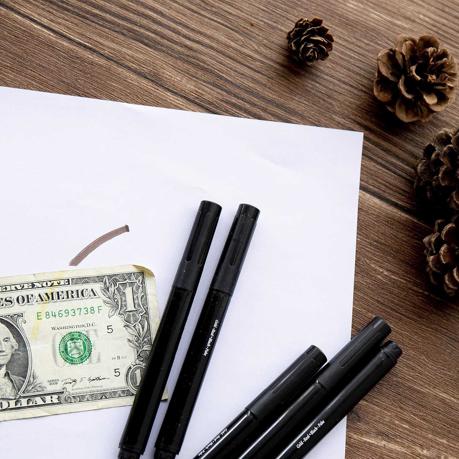 Counterfeit Money Bill Detector Pens, Markers - Detects Fake Currency - 5 Pack : Office Products