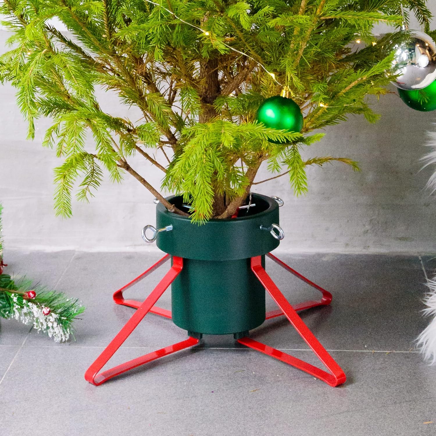 Tree Stands - Blissun Metal Christmas Tree Stand, Adjustable Christmas Tree Holder, Xmas Tree Stand for Real Tree Fits for 1.9-Inch to 5.5-Inch Trunk, L