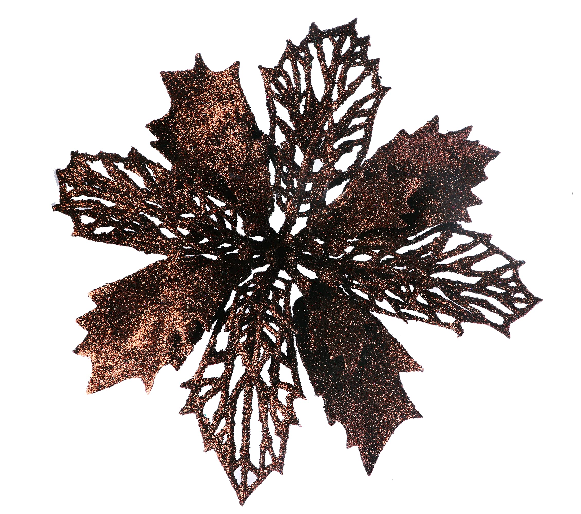 YYCRAFT Glitter Poinsettia Flowers 6 Inch for Christmas Tree Ornaments Christmas Decorations-12pcs,Brown โ image 1