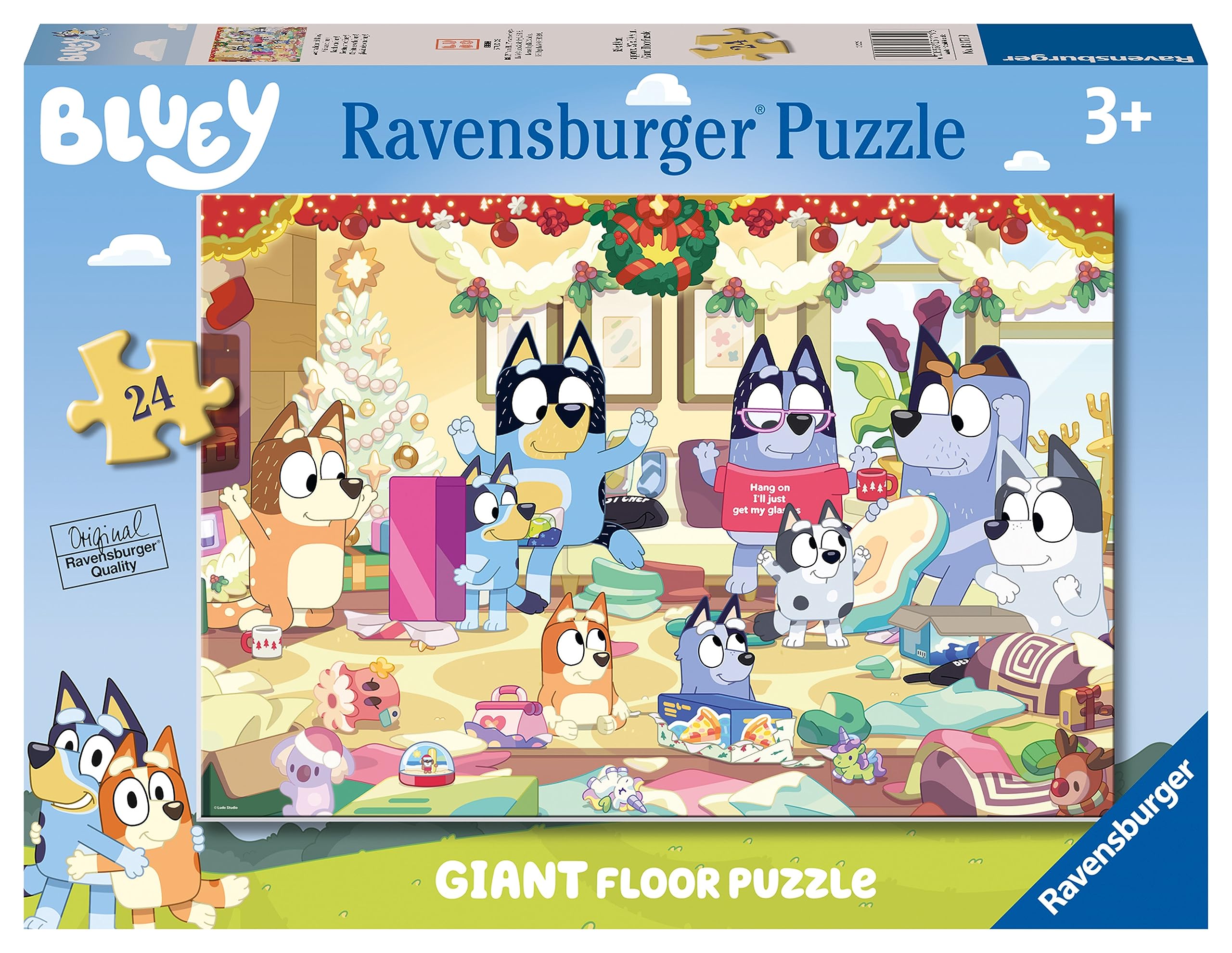 Ravensburger Bluey Christmas Special Edition 24 Piece Giant Floor Jigsaw Puzzle for Kids Age 3 Years Up