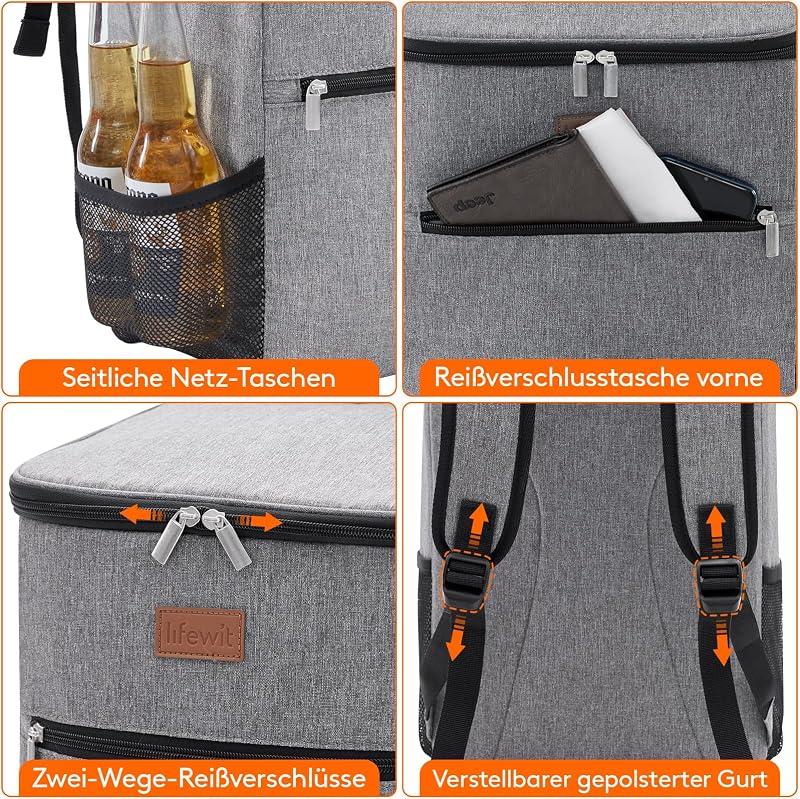 21L 30 Dosen Kühlrucksack Kühltasche Groß Isoliert Cooler Bag