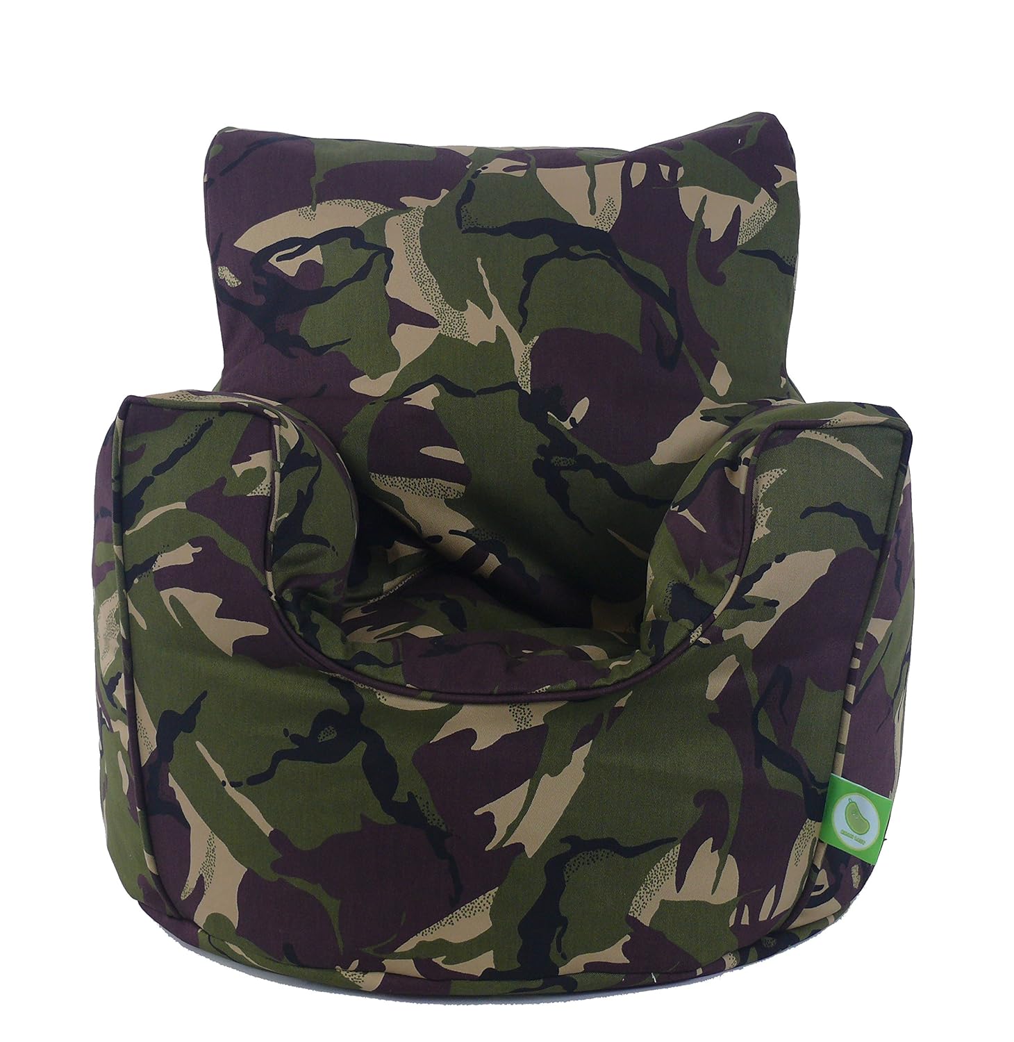 Cotton Army Camo Camouflage Green Bean Bag Arm Chair with Beans Toddler