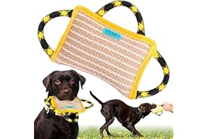 YES4QUALITY Durable Dog Bite Pillow - 10"x7" - Safe Biting Pad with 3 Strong Handles - Tough Jute Tug Toy for Medium to Large Dogs - Ideal for Tug of War, K9, Schutzhund & Puppy Training