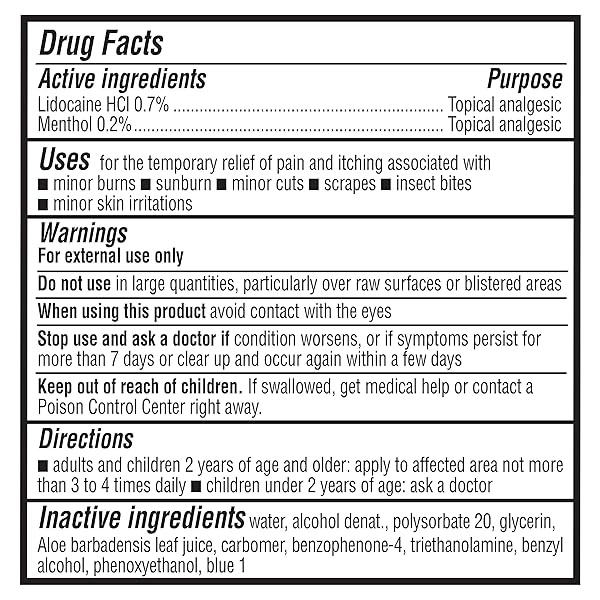 AMAZON BRAND – SOLIMO AFTER SUN GEL WITH ALOE, LIDOCAINE AND MENTHOL, SUNBURN RELIEF, COOLING AND SOOTHING FOR SKIN, 16 FLUID OUNCE (1 PACK)