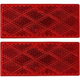 All Star Truck Parts 3-1/8" Rectangular Stick On Reflector - Trailers, Trucks, Automobiles, Mail Boxes, Boats, SUV's, RV's, Industrial Strong Adhesive DOT/SAE Approved (Red, 2)