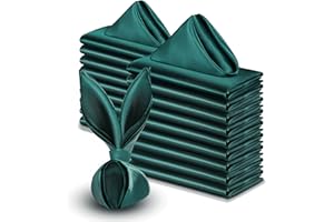 VACVELT 50 Pack Hunter Green Satin Napkins 20x20 Inch Wedding Napkins Bulk, Decorative Elegant Dinner Napkins Square Table Napkins Decor, Silky Satin Cloth Napkins for Banquet Graduation Party