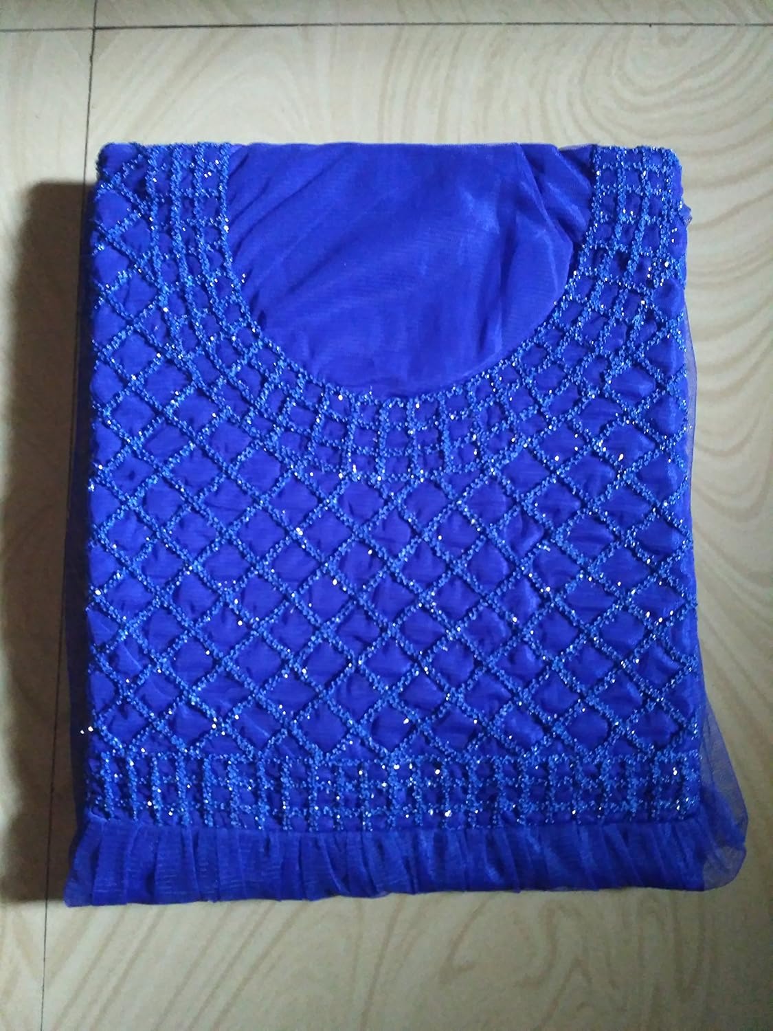 owee women's net semi-stitched gown(anika blue_free size)