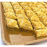 Muhanna Sweets Large Pistachio Baklava Pastry, Half Sheet, 48 Pieces