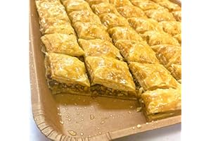 Muhanna Sweets Large Pistachio Baklava Pastry, Half Sheet, 48 Pieces
