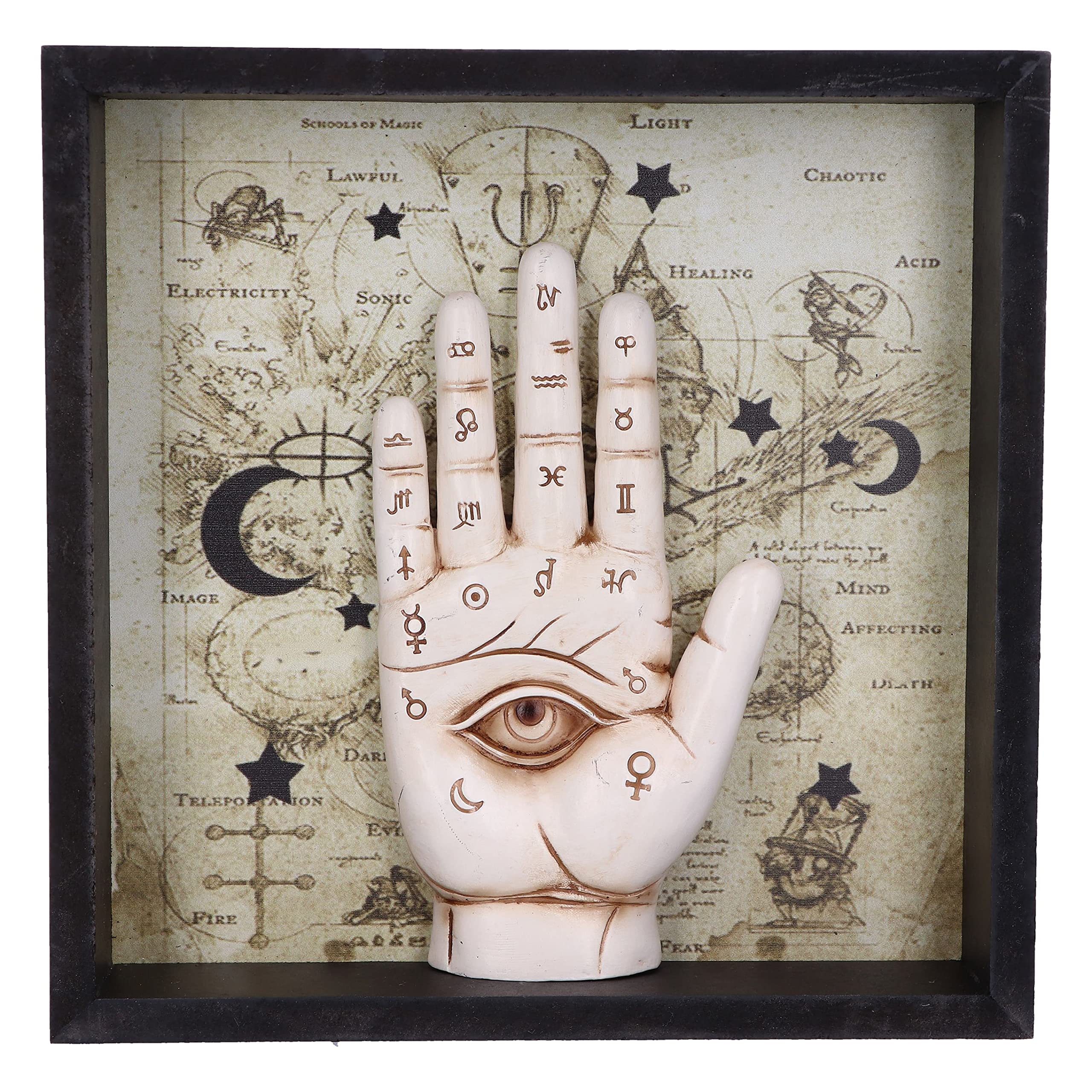 Nemesis Now Palmistry Companion Framed Chiromancy Wall Mounted Art, Off-White