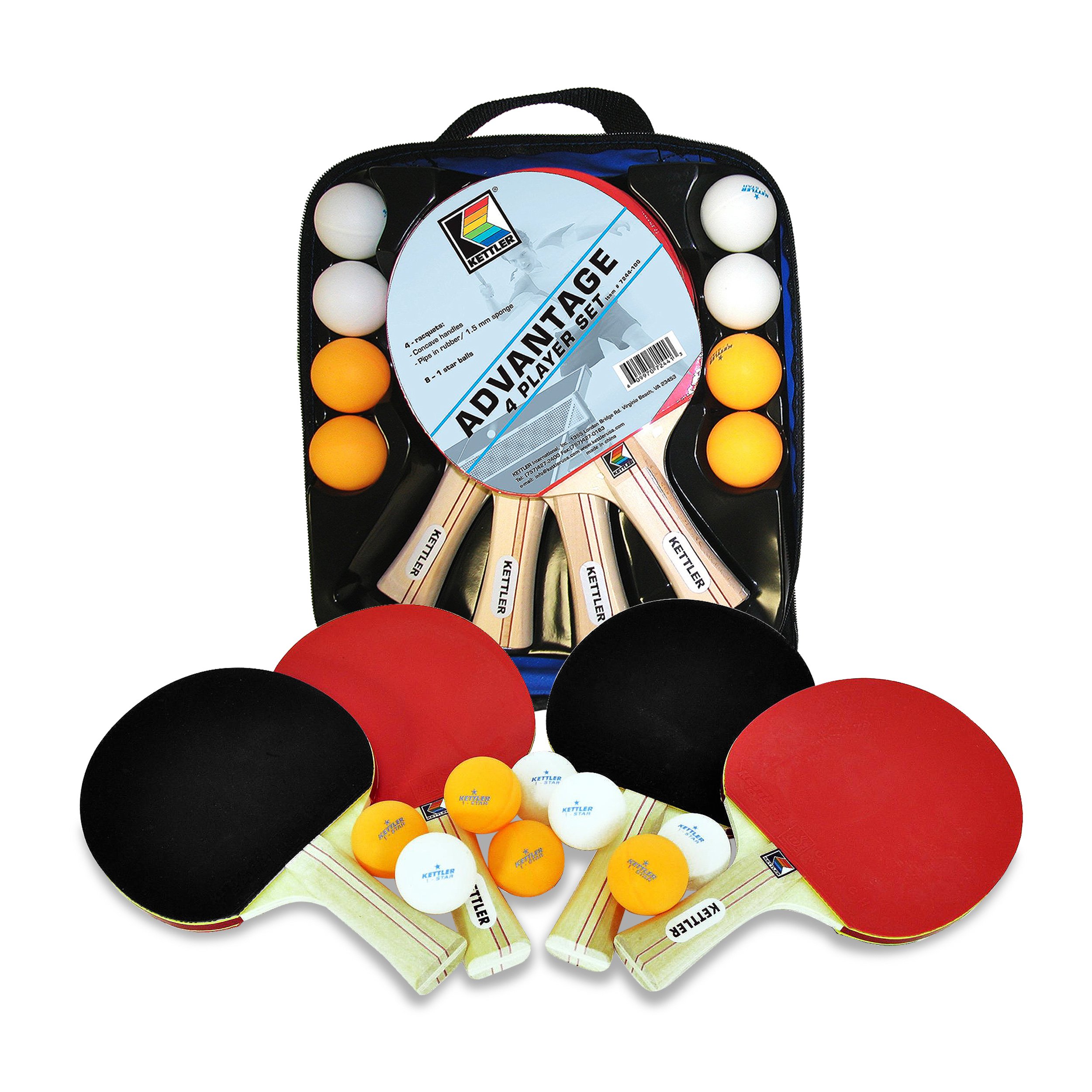 Kettler Advantage Indoor Table Tennis Bundle 4 Player Set (4 Rackets