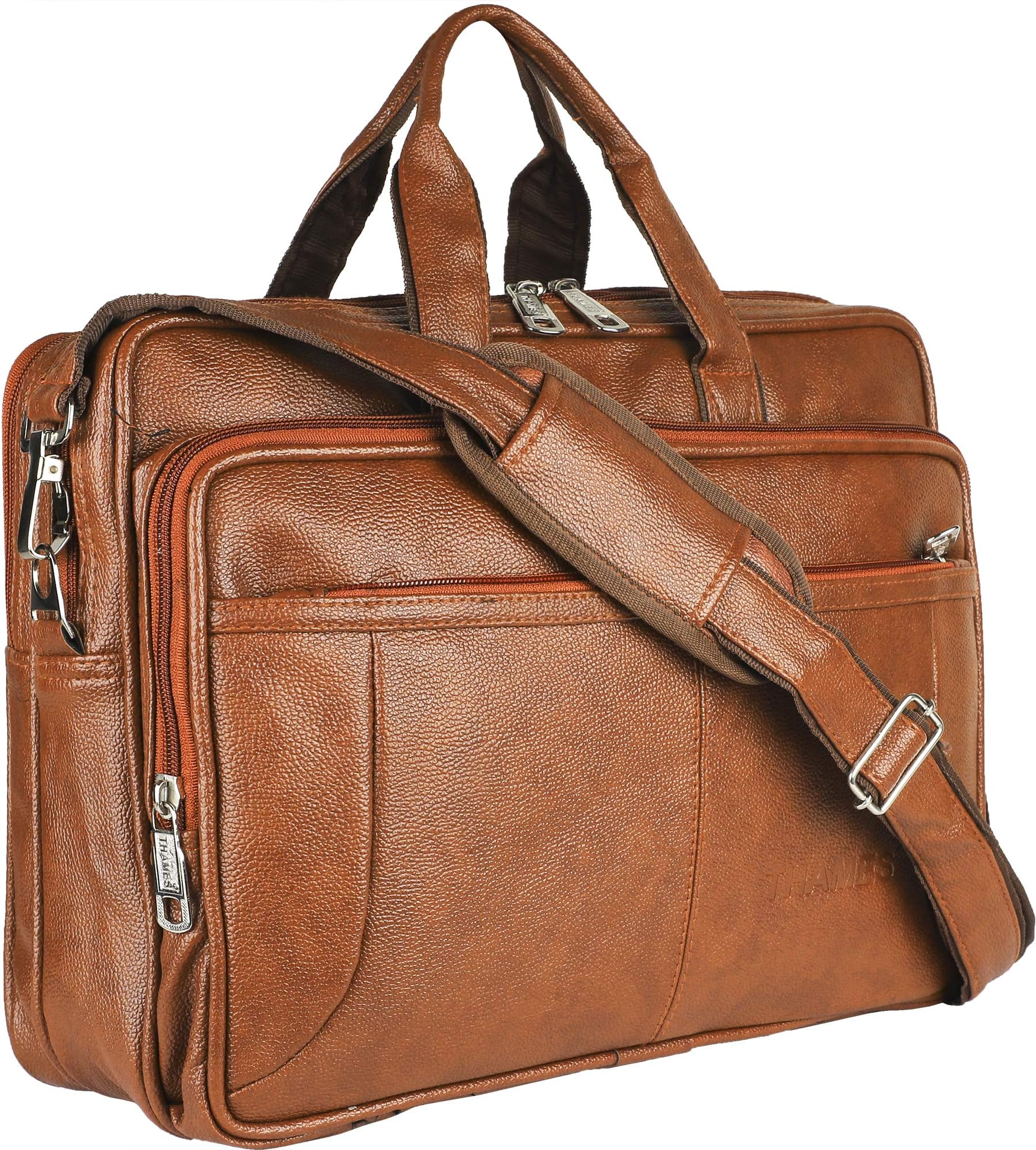 Lioncrown Faux Leather 15.6 Laptop Messenger Bag / Office Laptop Briefcase (Tan)