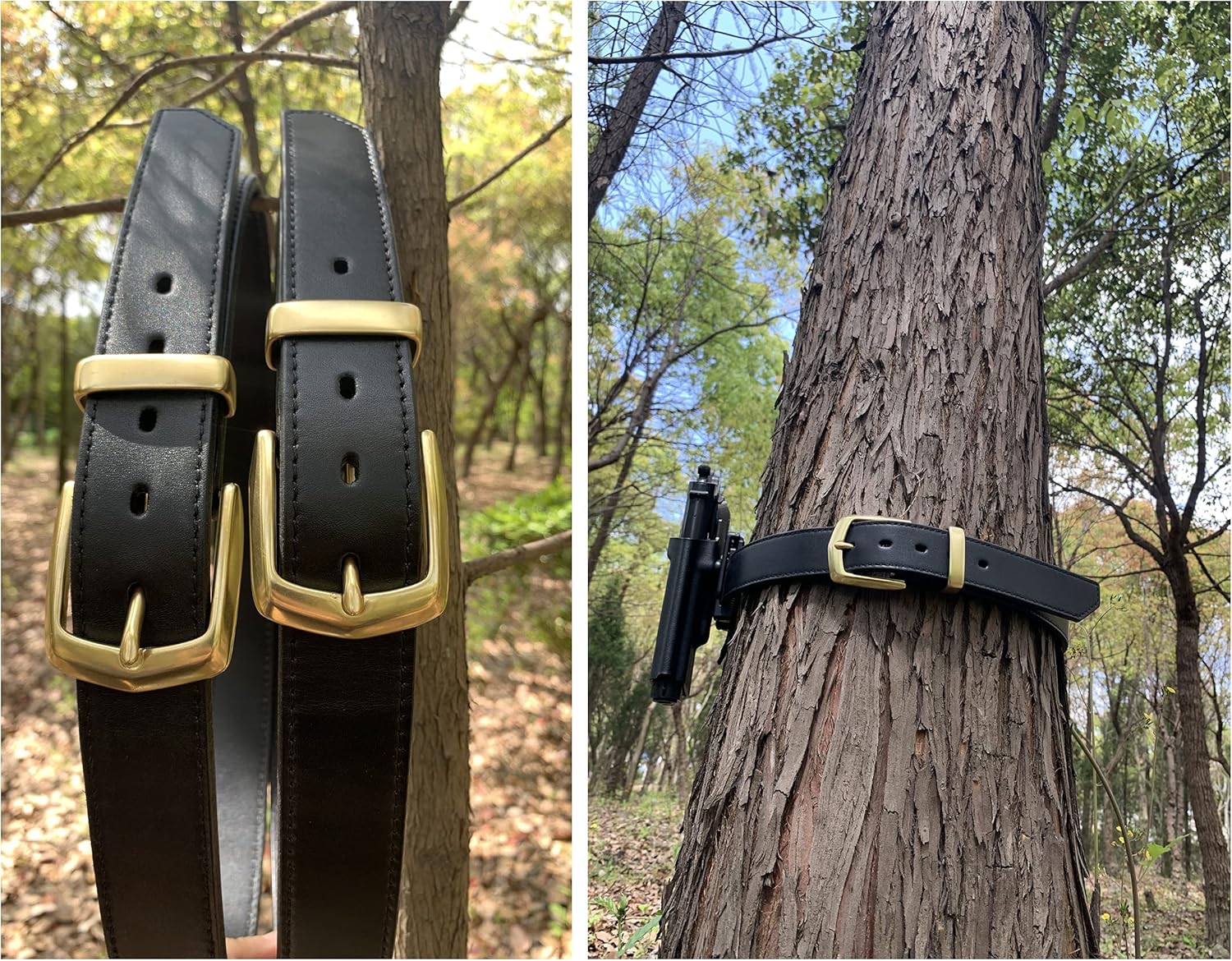 GODKOL Leather Gun Belt with Steel Core, Gun Belts for Men, Tactical Concealed Carry Belt CCW: Clothing