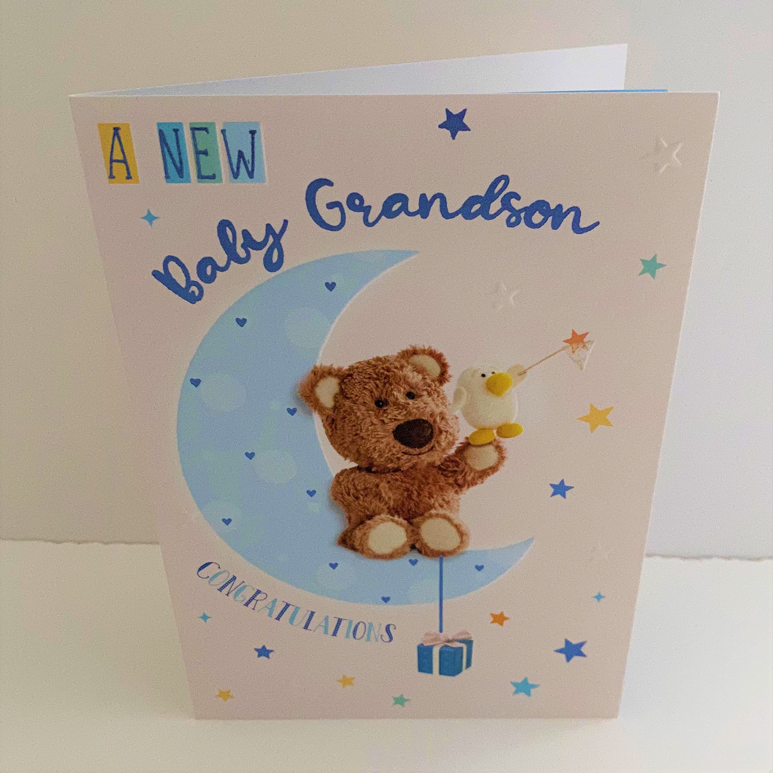 Barley Bear - On The Birth of Your Grandson - Greeting Card