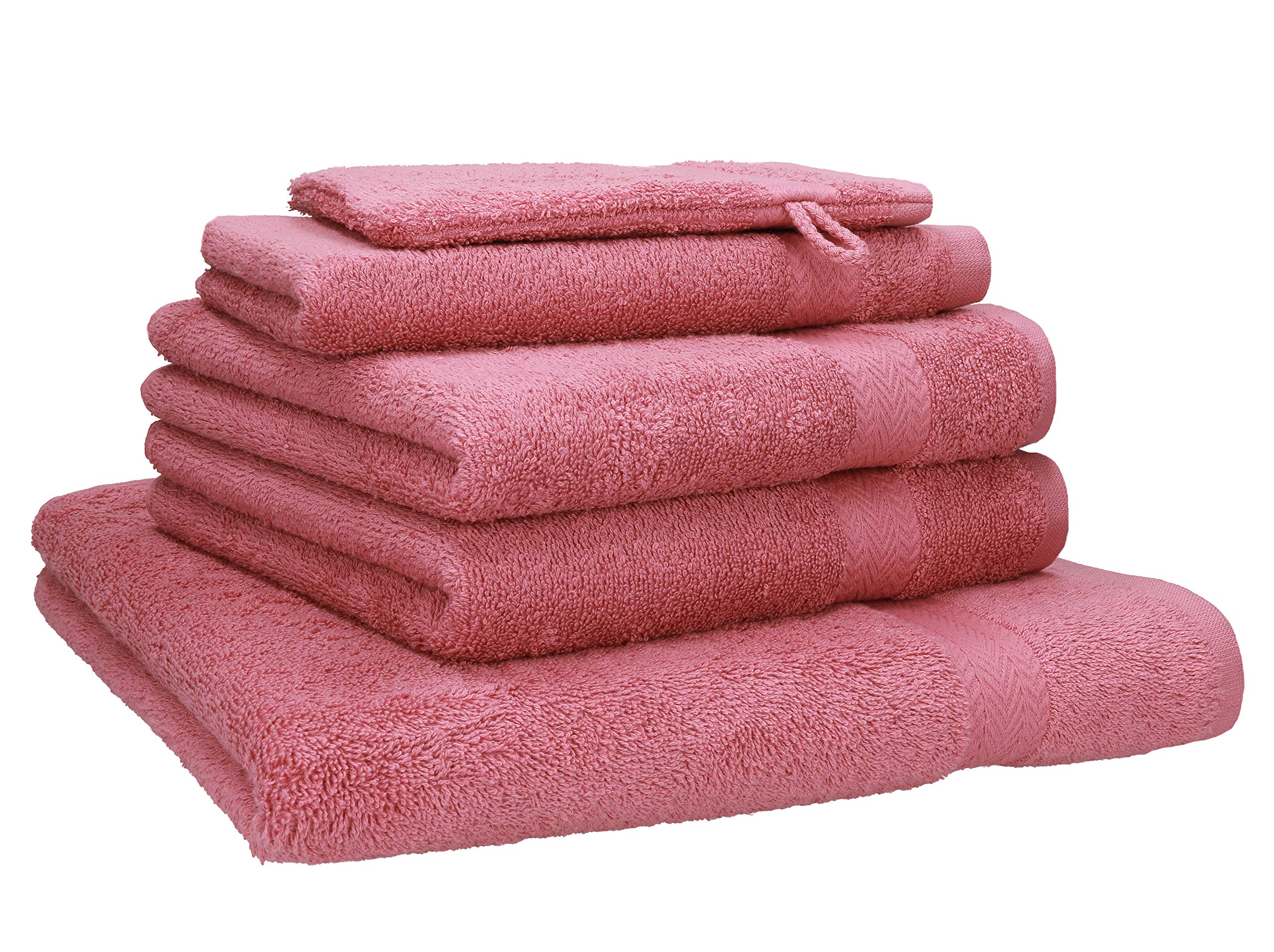 Betz 5 Piece Towel Set PREMIUM 1 Wash Mitt 16x21 cm 1 Guest Towel 30x50 cm 2 Hand Towels 50x100 cm 1 Bath Towel 70x140 cm 100% Cotton colour old rose