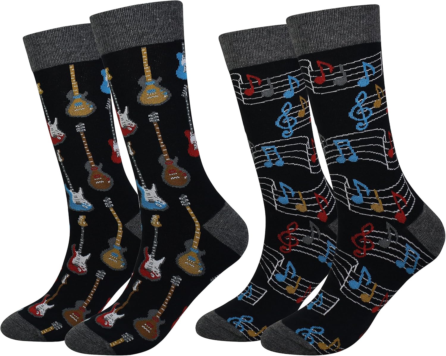 Men's 2 Packs Guitar Music Socks Gift Fun Crazy Novelty