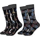 Cansok Men's 2/4 Packs Fun Crazy Novelty Dress Crew Socks