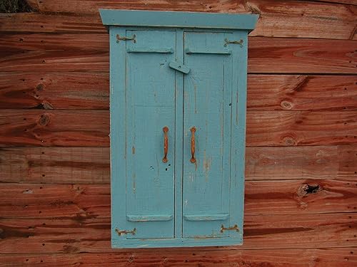 Amazon Com Distressed Bathroom Medicine Cabinet Turquoise Blue Spice Essential Oil Cabinet Handmade