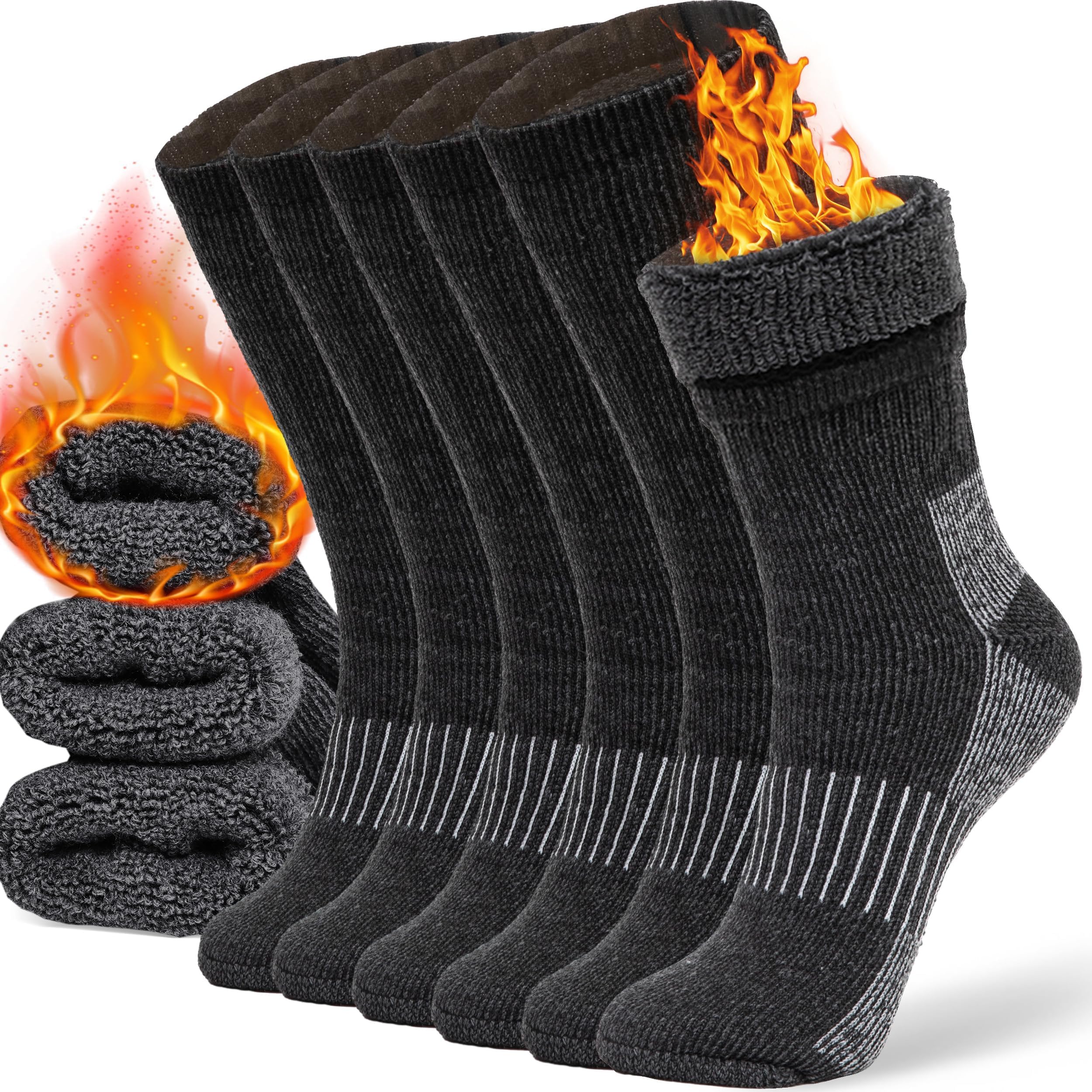 Photo 1 of *ONLY 3 PAIRS* Merino Wool Socks Casual Warm Socks for Winter Cozy Boot Socks for Men & Women Black ML