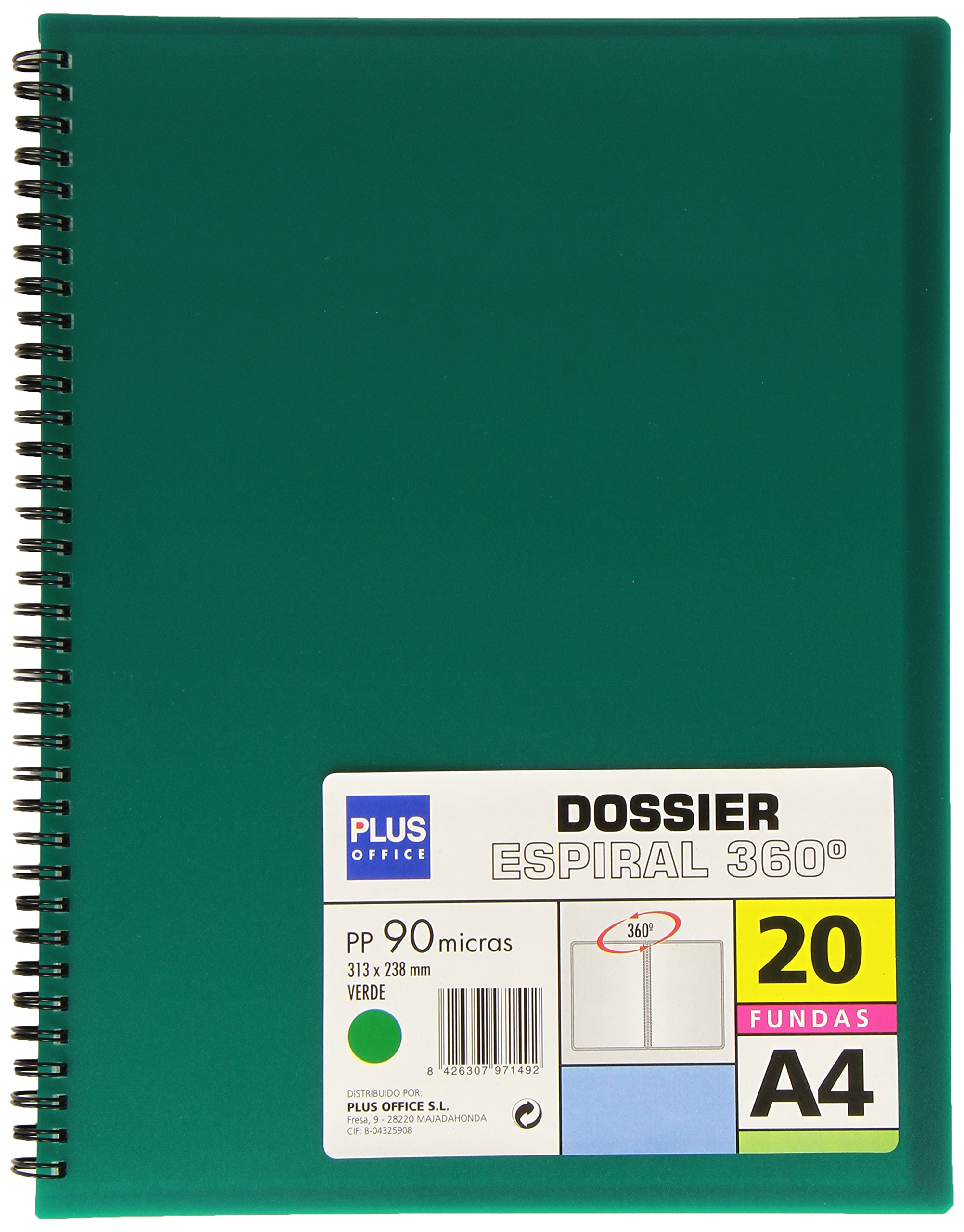 Plus Office 13461-20-GN - Spiral Display Book with 20 Pockets, A4, Green