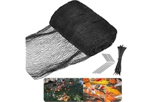 Warmfarm Pond Netting Kit - Heavy Duty HDPE Fine Mesh Net for Koi Ponds - Protects Fish from Raccoons and Herons - Includes Stakes & Zip Ties (10 * 10FT)