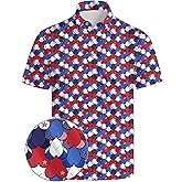 wunjqen Golf Polos for Men Funny Moisture Wicking Golf Shirts Performance Quick-Dry Polo Shirts Short Sleeve