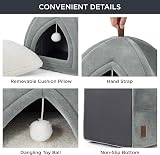 Bedsure Cat Cave Bed Indoor Flannel Hooded Igloo 40x40x40cm Grey view 4