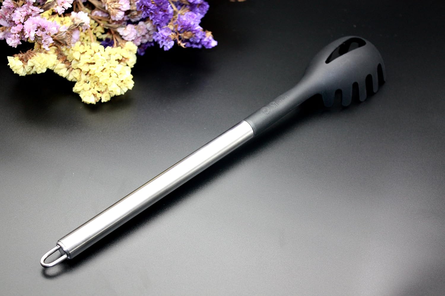 strainer spoon With Strong nylon Covering Head And Staycool Stainless