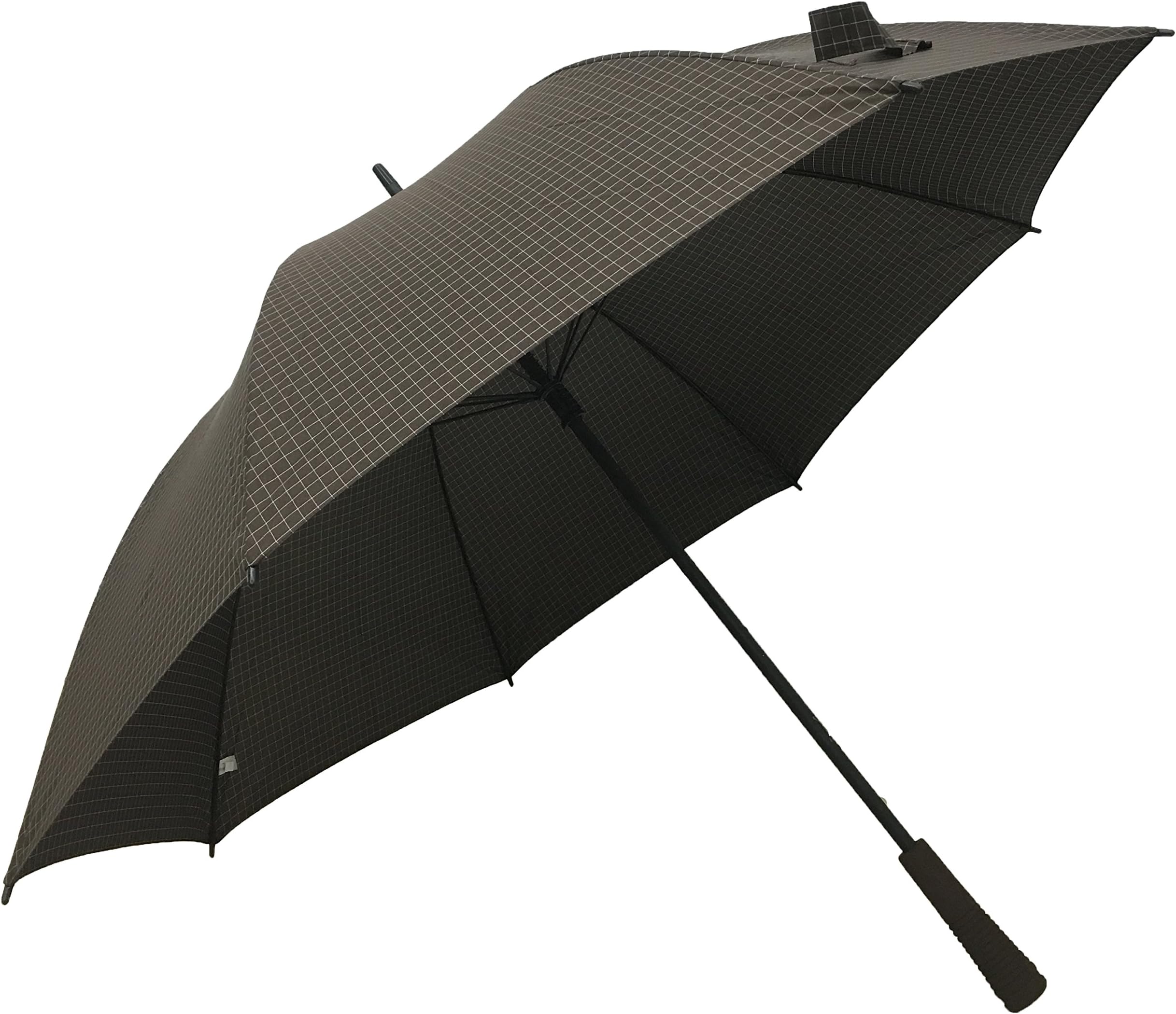 Lilac Classic Checked Stick Umbrella with 8 Ribs Durable for the Wind and Rain