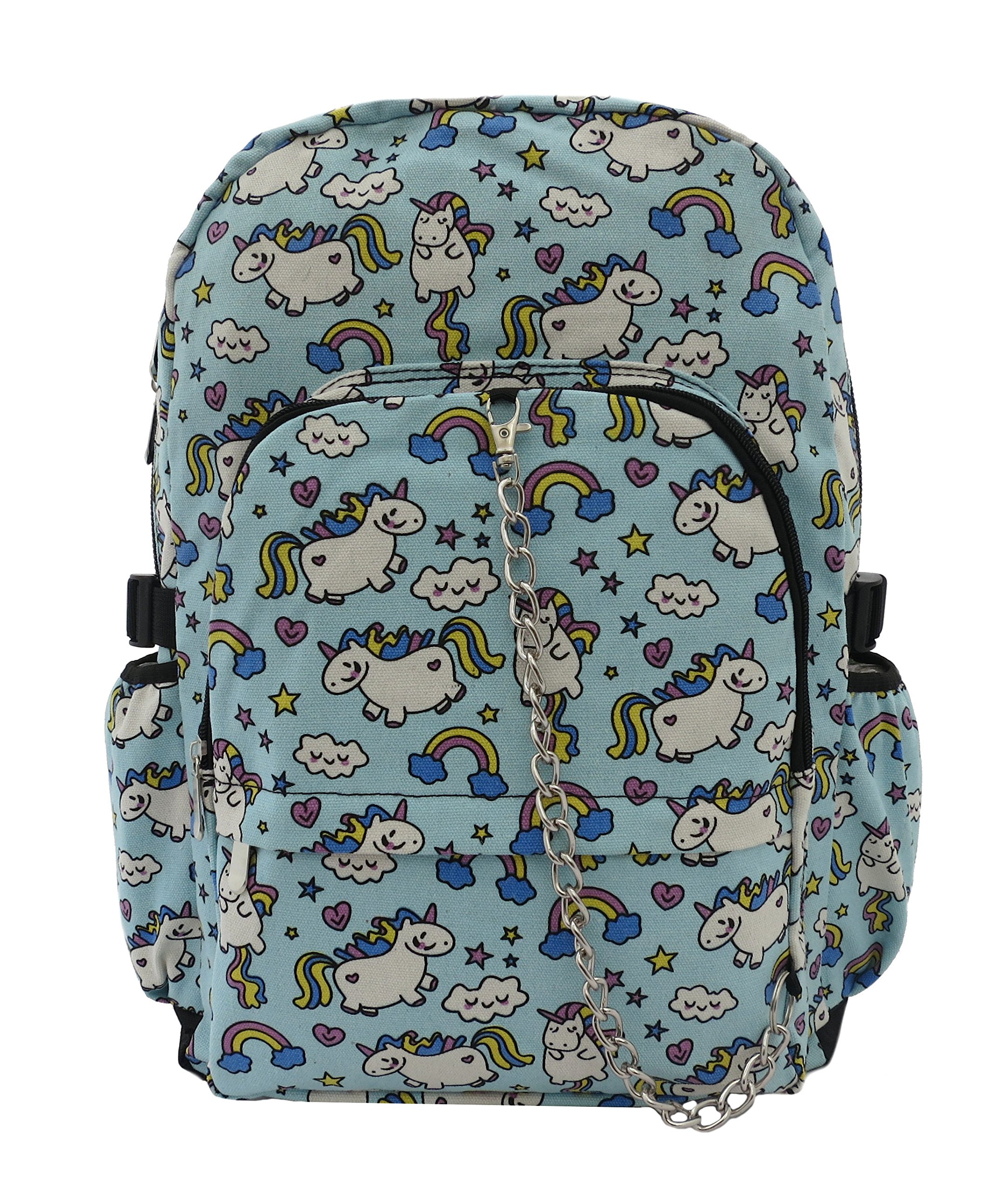 Unicorn Blue Rainbow Cool Backpack Rucksack School | College Goth Emo Skull Bag