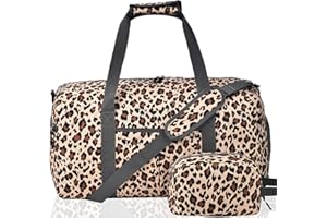 Tracebbg 50L Cute Duffle Bag Women Travel - Weekender Bag for Women Travel - Hospital Bag for Labor and Delivery - Overnight Bag with Shoe Compartment(Leopard)