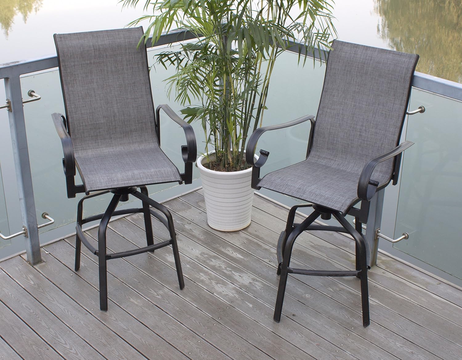 Amazon Com Pebble Lane Living Set Of 4 Swivel Sling Patio Bar
