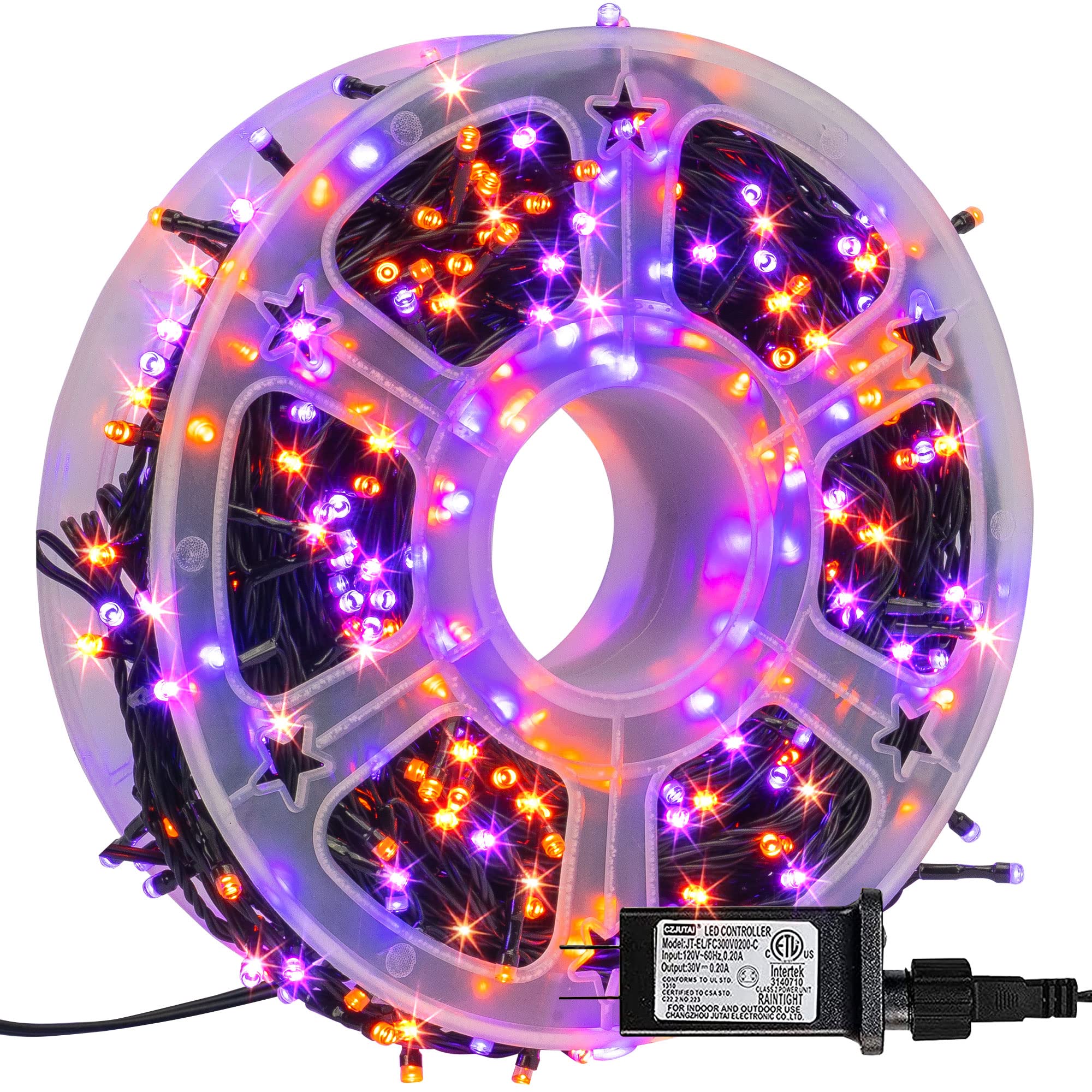 Photo 1 of FUNPENY 164FT 500 LED Halloween Lights, 8 Modes Waterproof Plug in String Lights for Halloween Indoor Outdoor Yard Party Wedding Garden Home Decorations (Purple & Orange)