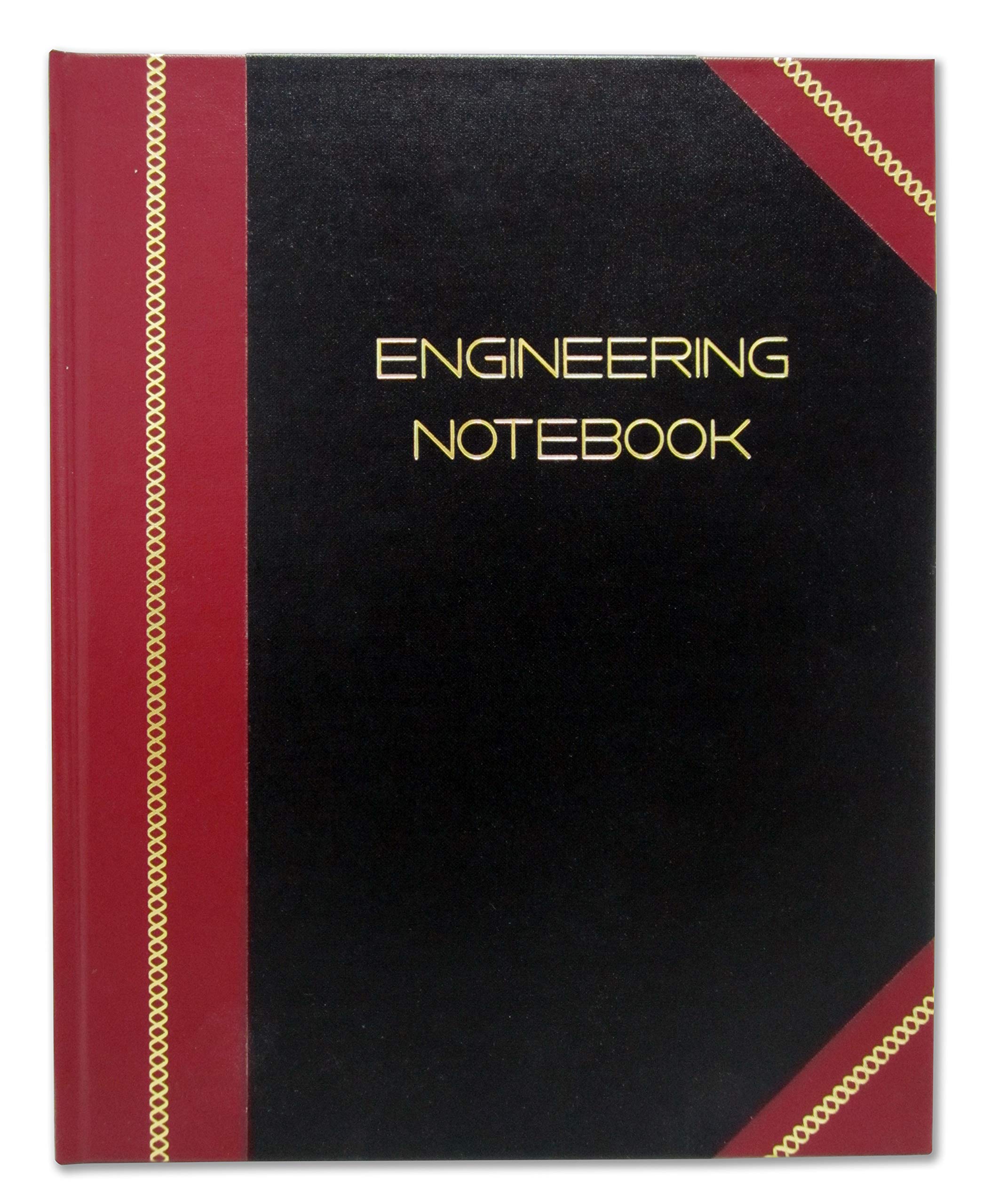 BookFactory Professional Engineering Notebook - 168 Pages (Quad Ruled .25" Grid Format), 8" x 10", Engineering Lab Notebook, Black and Burgundy Cover, Section Sewn Hardbound (EPRIL-168-SGS-LKMST4)