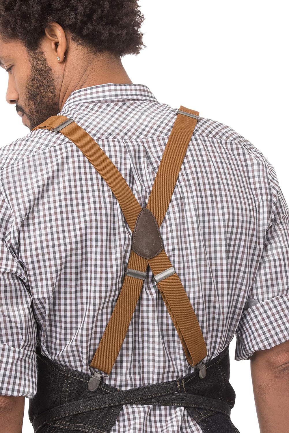 Chef Works unisex adult Berkeley Bib Work Utility Apron, Black W/Desert Sand Suspenders, One Size US: Clothing