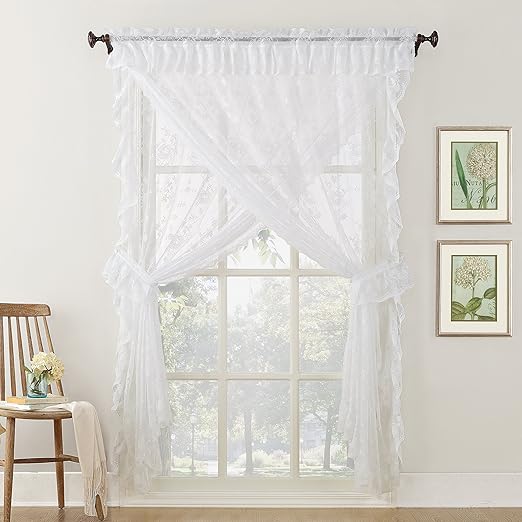 Amazon Com No 918 Alison Ruffled Floral Lace Sheer Priscilla 5