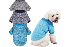 MOIRIG Dog Sweater, Dog Sweaters for Small Dogs, 2, 3 Pack Warm Soft Pet Clothes for Puppy, Medium Large Cat, Dogs Girl or Boy, Dog Shirt for Winter Christmas (Grey+Navy+Blue, Large)
