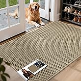 JSEI Dirt Trapper Door Mat 32"x48", Non-Slip Entryway Rugs Doormat Indoor, Washable Absorbent and Stain Resist Welcome Floor Mat for Front Door, Dog Door Mat, Dirty Wet Shoes & Paws, Beige