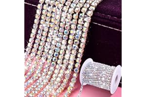 BLINGINBOX Rhinestones Chain 10 Yards SS16/4mm Crystal AB Glass Sew On Rhinestones Cup Chain with Silver Bottom Sew On Trim(ss16-4mm, Crystal AB-Silver Bottom)
