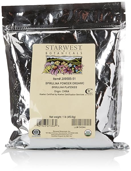 STARWEST BOTANICALS ORGANIC SPIRULINA POWDER, 1 POUND