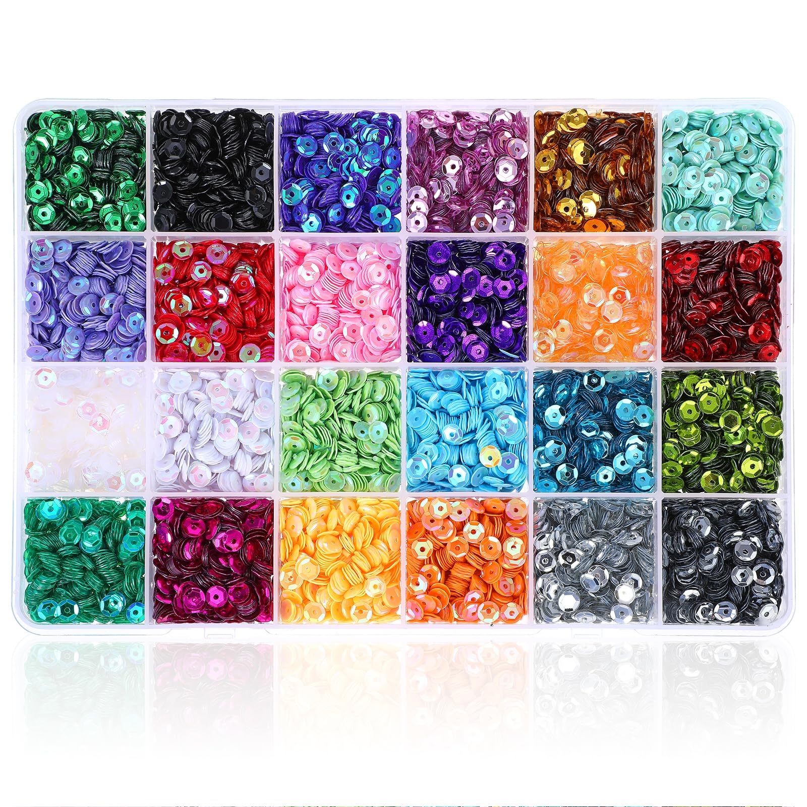 APLZGMG 23800 Pcs Rainbow Sequins, 5mm Bulk Embroidery Sequins with Holes, Iridescent Spangles for Crafts, Sewing, DIY Nails Arts (24 Colors)