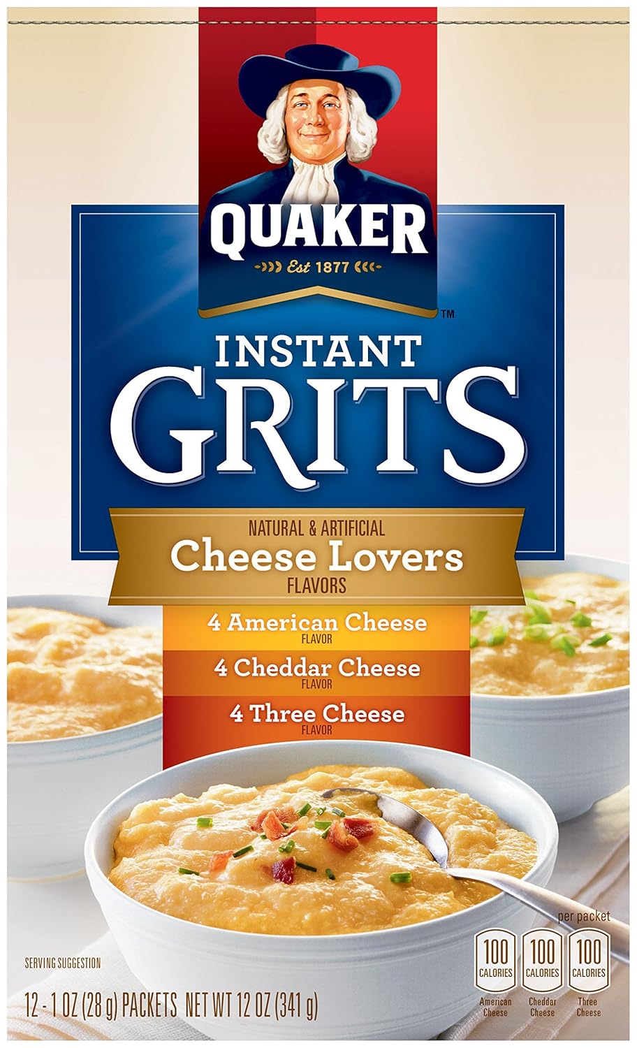 Quaker Instant Grits Cheese Lovers, Variety Pack, 12