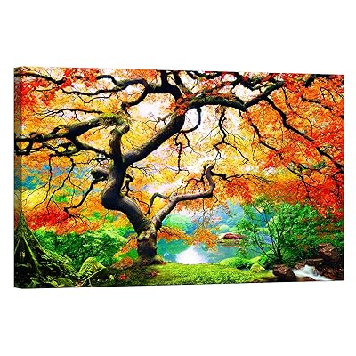Buy Lightfairy Glow In The Dark Canvas Painting Stretched And Framed Giclee Wall Art Print Forest Outdoor Maple Tree Master Bedroom Living Room Decor 36 X 24 Inch Online In Kuwait B07m7klrx7