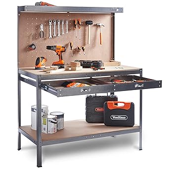 Vonhaus Garage Workbench Pegboard Heavy Duty Reinforced Steel With